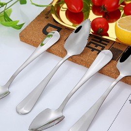 Stainless Steel Grapefruit Spoon For Citrus Fruit Watermelon Dessert Spoon Serrated Edge Ice Cream Dessert Spoon Kitchen Coffee Spoon Flatware