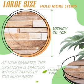 10 Inch Turntable Wooden Lazy Susan, Non-Skid Brown White Wooden Board Turntable Organizers for Cabinet, Pantry, Kitchen, Perfect Spice Rack Solution