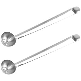 Stainless Steel Olive Spoon Strainer with Long Handle and Drain Holes for Pickle Jar, Cherry, Cocktail Garnish, Kitchen Use 2Pcs