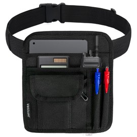 Jaffzora Server Waist Pouch, Restaurant Waitress Accessories Bag with Adjustable Belt, Utility Money Bag Working Serving Apron for Waiter Waitress, Black