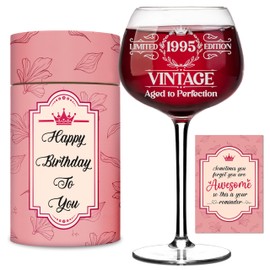 Vintage 1995 Engraved Wine Glass - 30th Birthday Gifts for Her, 30 Year Old Women Gift, 1995 Woman Wine Glass, Turning Thirty Present, 30th Birthday Gifts Ideas for Daughter, Wife, Sister, Ladies