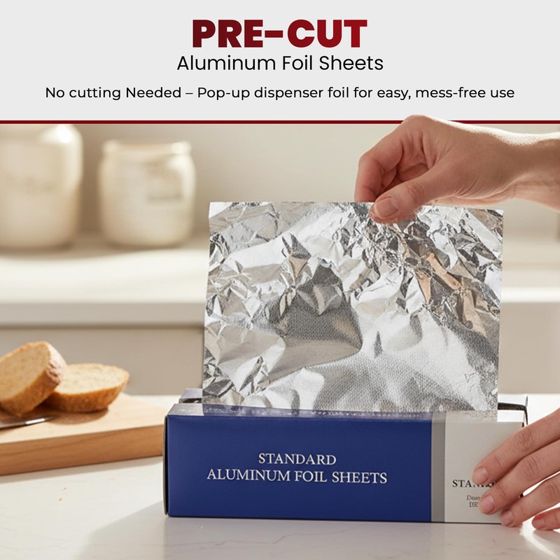 Pre-Cut Aluminum Foil Sheets, Foil Pop Up Sheets, 12x12 Inches,