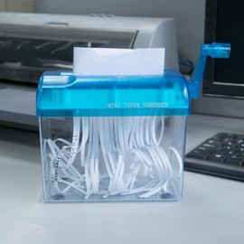 Mini Manual Shredder - Office Portable Hand Paper Cutter for Paper, Notes, Bills, Photos Fits A6 Size or Folded to A6 Size Capacity 1.5L Straight Cut