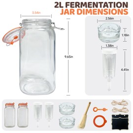 Fermentation Jar,2 Pack 64oz Glass Fermenting Kit with Fermenting Weights