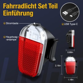 YOZISS Bicycle Rear Light with Reflector, StVZO-Approved Bicycle Light IPX5 Waterproof LED Rear Light Bicycle Light