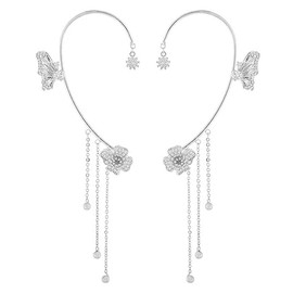 Excras Ear Cuff Earrings, Painless, Butterfly, Tassel, Swaying, No Flower Piercing, Single Ear, No Piercing, Ear Bone Clip, Ear Clip, Cosplay Accessory, For Women, Birthday, Anniversary, Wedding, School Entrance Ceremony, Party