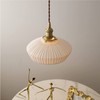 Brikey White Ceramics Pendant Light Brass Socket with Switch Hanging