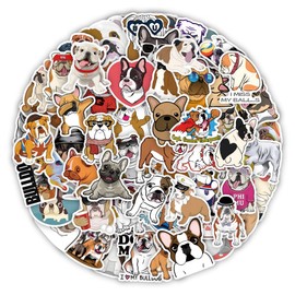Bulldog 100Pcs Pack Cute Bulldogs Vinyl Decals Game Stickers for Laptop, Bumper, Water Bottles, Phone, Skateboard, Waterproof Dog Gift Stickers for Children, Teens, Adults