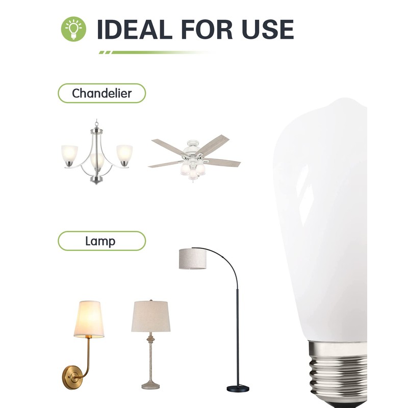 LUMILECT Dimmable Milky ST64 Edison Light Bulb 25W Equivalent, Soft