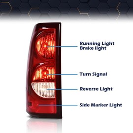 PIT66 Tail Light Driver Left Side Compatible with Chevy Silverado Pickup 2003-2006 Rear Light Lamp Assembly Luz Trasera