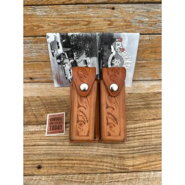 Tex Shoemaker Vintage Tex Shoemaker Brown Hand Floral Carved 45 1911 Quad 4 Magazine Carrier B