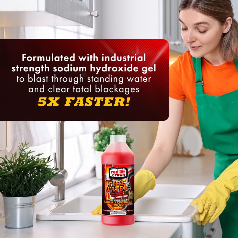 Fire Water Max Drain Clog Dissolver, Hair Clog Liquid Cleaner