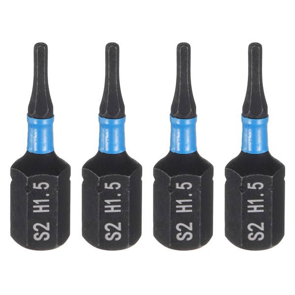 HARFINGTON 4pcs H1.5 Hex Screwdriver Bit 1/4" Hex Shank 25mm/1"