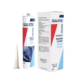 Seal/Fix Aquarium Silicone Sealant - Clear - 100% Fish-Safe Silicone for Freshwater & Saltwater Tanks, Waterproof, Non-Toxic, Flexible Bonding for Glass, Leak Repair & Decoration (10.1 fl oz, 1 Pack)