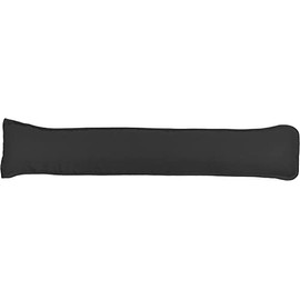 Plain Dyed Fabric Draught Excluder Stopper Cushion Heavy Door Draught Stopper Polycotton 92 x 20cm - Black