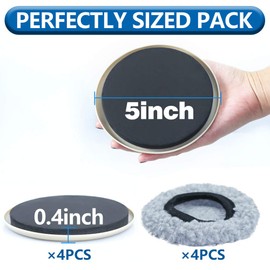 Kayzn Furniture Sliders Multi-Surface 2-in-1 Reusable Moving Pads for All Floor Types - 4 Pack 5" Carpet Sliders and 4 Hardwood Socks - Protect Floor and Easier to Move Your Furniture