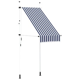 vidaXL Manual Retractable Awning- Weather- Outdoor Shade Solution with Easy Assembly, Adjustable Height & Angle, Easy Cleaning, Ideal for Windows, Terraces, Balconies, Gardens - Blue and White Stripes