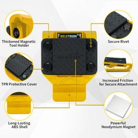 MELOTOUGH Magnetic Tool Holder, N48 Strong Magnetic Belt Clip for Nails, Screws, Drill Bit, Wrenches, Screwdrivers, Hammer, Sockets and Other Metal Tools and Hardware - Fits Up to 2.7" Belt (Yellow)