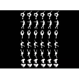 Captive Decals Ice Skaters 42 pcs 3/4 Inch White Fused Glass Decals