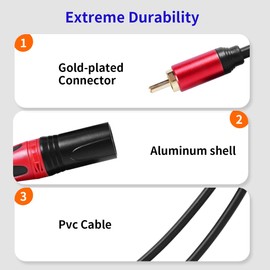 Dual XLR Male to RCA Cable 5Ft,BELIPRO Heavy Duty 2 XLR Male to 2 RCA Male HiFi Stereo Audio Connection Microphone Cable.…
