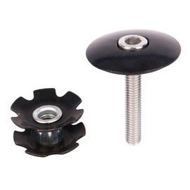 YANRUHFL Bike Headset Stem Top Cap 1-1/8" with Headset Star Nut, M6 x 35mm Bolt (Black)