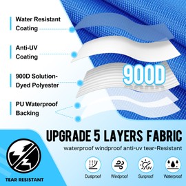 Caminor Bimini Top Storage Boot Cover with Light Hole, 4 Bow 91"-96" W, Durable Heavy Duty Waterproof 900D Marine Grade, Pontoon Bimini Top Replacement Boot, Blue