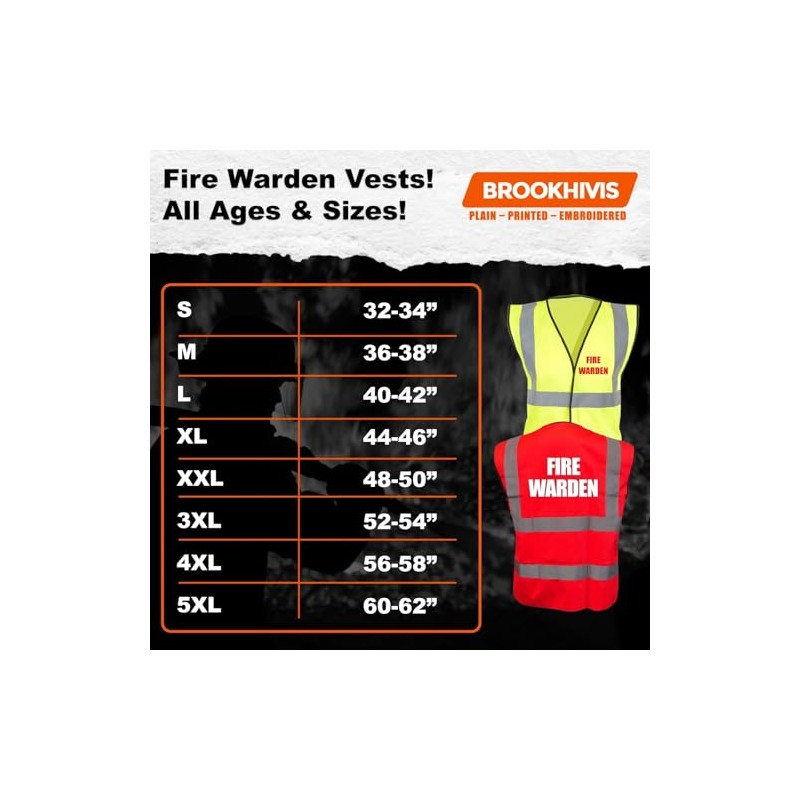 FIRE MARSHAL Red Hi Vis Viz Reflective Vest Waistcoat Printed