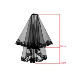 Ayliss Women Mesh Veils Bridal Birdcage Veil Short Wedding Face Veil with Clip (Length Black Lace #1)