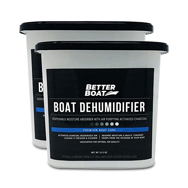 Moisture Absorber Boat Dehumidifier Moisture Absorbers Charcoal Smell Remover to Get Rid of Damp Smell & Humidity | No Refill for Basement, Closet, Home, RV or Boating Unscented Fragrance Free 2 Pack