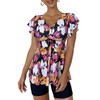 Ecupper Womens Tankini Set Two Piece Swimsuits Drawstring Floral Bathing
