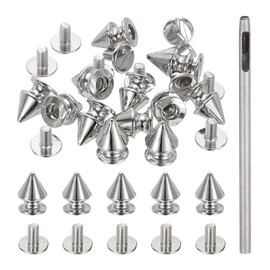 PATIKIL 12mm Studs for Clothing, 24 Sets Spikes for Clothes Studs and Spikes Leather Rivets Metal Cone Punk Spikes Screw Posts for Leather Jacket Crafting Crafts Fabric Shoes, Silver Tone