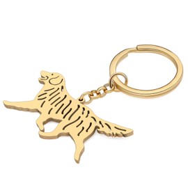 SHIGIE Stainless Steel Golden Retriever Dog Keychain Puppy Animals Car Backpack Key Ring Jewelry For Women Pets Lovers Gifts (Gold)