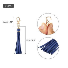sourcing map 18pcs PU Leather Tassels, 5.9 Inch Keychain Tassel Charm with Lobster Swivel for Jewelry Making, Handbag, DIY Crafts, (Navy)