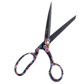 The Quilted Bear Fabric Scissors - 8.5" (21.5cm) Titanium Precision Blade Sharp Heavy Duty Scissors Great as Sewing Scissors for Fabric & Crafting with Your Choice of Multiple Designs! (Floral Print)