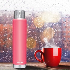 MILTON Thermos Insulated Water Bottle 25 oz (750 ml) Stainless Steel Double walled vacuum flask for 24 Hours Hot and Cold Drinks, Leak Proof for Travel, Office, Gym, Elfin 750 Pink