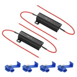 PATIKIL 50W 1 Ohm Aluminum Shell Resistor, 2Pcs Aluminum Housing Resistor with Clips Housed Case Wirewound Resistors Screw Tap Power Resistor, Black