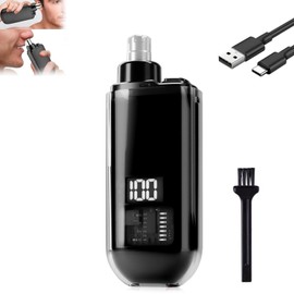 Rasuradora de Nariz Eléctrico, Juego de Recortadora Recargable por Type-C para Hombres y Mujeres con, Recortador de Vello Nariz/Orejas/Barba/Ceja (Negro)