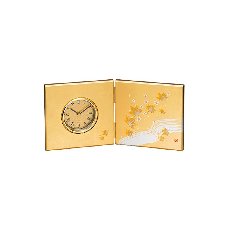 Nakatani Brothers Shokai Yamanaka Lacquerware Folding Screen Clock (Medium), Gold