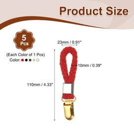 PATIKIL 5 Pcs Hanging Tea Towel Clips, 0.9" Width Braided Cotton Loop Towel Clip with Gold Metal Clamp for Kitchen Bathroom RVs Camping Hanging Organize Tool, Multicolor