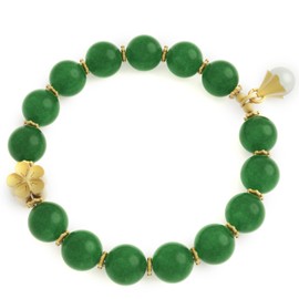 ISHEEP Little Peach Blossom Jade Bracelet Set | Healing Gemstone Beads | Stretchy Bracelets for Women and Men JADE11