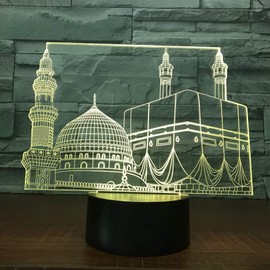 3D Islamic Castle Night Light Lamp 7/16 Color Change LED Lamp USB Powered Remote Control Valentines Decor Birthday Room Decoration