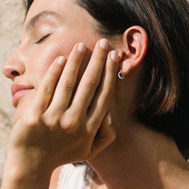 FOCALOOK Women's Mini Hoop Earrings 925 Sterling Silver Huggie Hoop Earrings Chic Hoop Earrings Earrings Accessory Party Graduation for Women Girls, Sterling Silver, No Gemstone