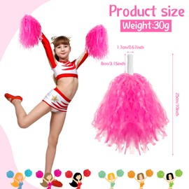 Lenwen 40 Pack Pom Poms Cheerleading Sports Dance Spirited Plastic Cheer Pompom Cheerleading Poms with Handles for Adults Rooters Sports Team Cheering Party(Pink)