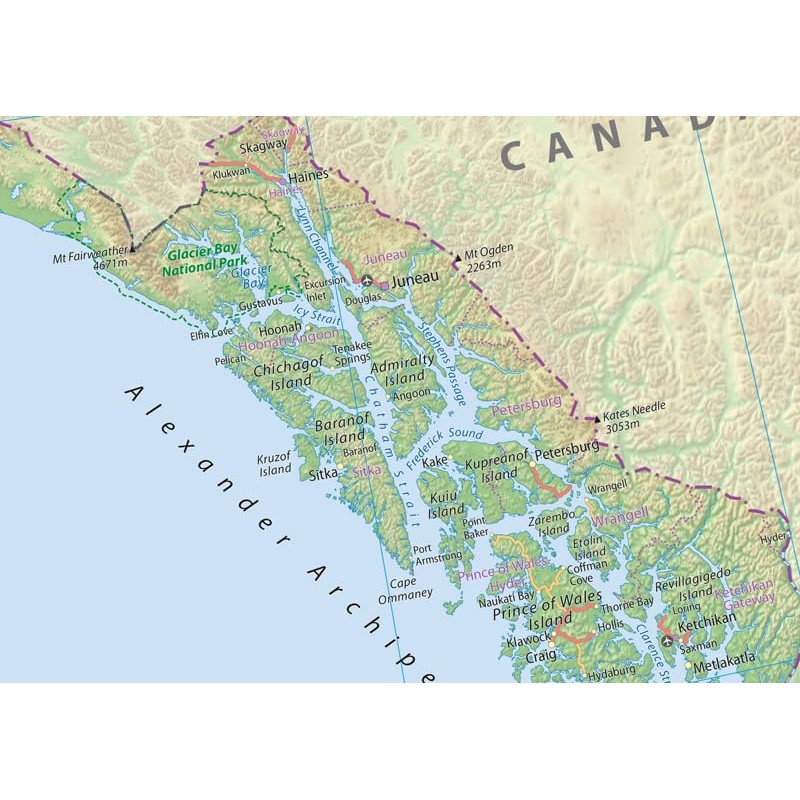 Detailed Alaska Physical State Map - 23.3 x 16.5 Inches