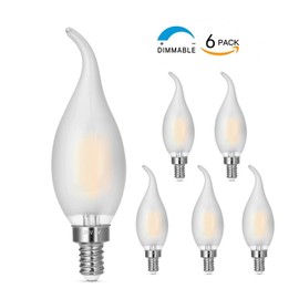 carryBC Candelabra LED Bulbs 2700K 40w Equivalent Improve Flame tip Frosted Glass E12 Base Warm White Decoration E12 LED Bulb Dimmable 6 Pack