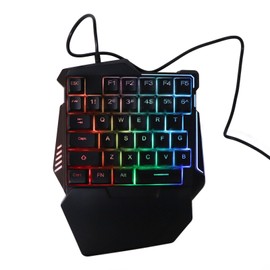 Goshyda One Handed RGB Gaming Keyboard, Professional Ergonomic USB Wired Gaming Keypad with 35 Keys for Desktop Laptop Computer