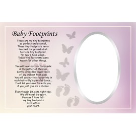 In Loving Memory Photo Frame 10cm x 15cm | Thinking of You Gifts | Memorial Gift | Memorial Photo Frame with a Loving Message - In Loving Memory Picture Frame, Photo Size 4" x 6" (Baby Footprint)