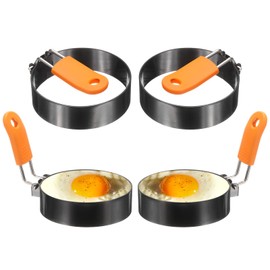 HARFINGTON 4Pcs Egg Rings 3" Stainless Steel Nonstick Pancake Cooking Ring with Silicone Handle for Griddle Frying Eggs Sandwich Omelets Breakfast