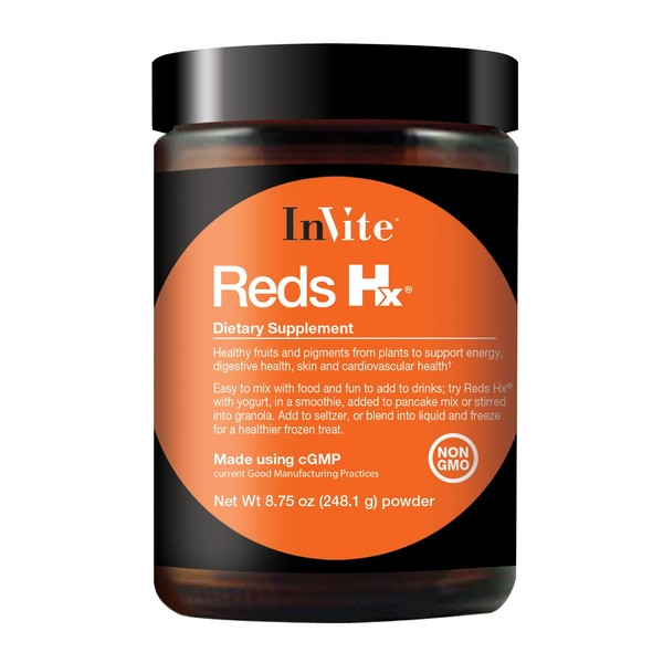 InVite Health Reds Hx® - Fruit and Vegetable Supplement, Superfood Powder - Formulated with Powerful Extracts from the Spectrum of Oranges, Reds, Blues and Purples Plus Probiotics - 30 Servings.(Pack of 1)