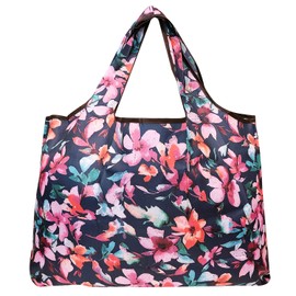 allydrew Large Foldable Tote Nylon Reusable Grocery Bags, 3 Pack, Tropical Beauty